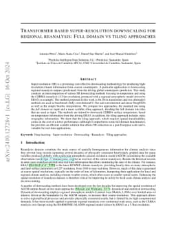Transformer based super-resolution downscaling for regional reanalysis:
  Full domain vs tiling approaches