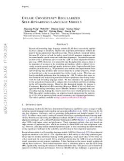CREAM: Consistency Regularized Self-Rewarding Language Models