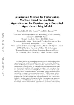 Initialization Method for Factorization Machine Based on Low-Rank
  Approximation for Constructing a Corrected Approximate Ising Model