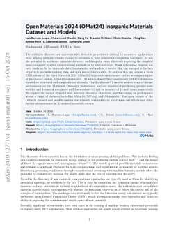 Open Materials 2024 (OMat24) Inorganic Materials Dataset and Models
