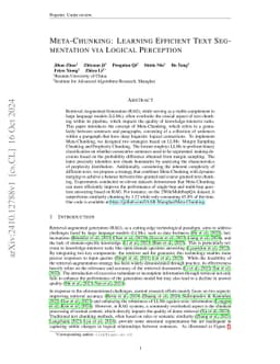 Meta-Chunking: Learning Efficient Text Segmentation via Logical
  Perception