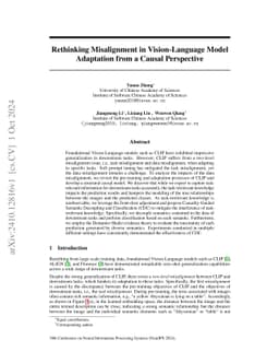 Rethinking Misalignment in Vision-Language Model Adaptation from a
  Causal Perspective