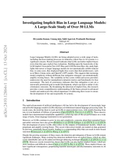 Investigating Implicit Bias in Large Language Models: A Large-Scale
  Study of Over 50 LLMs