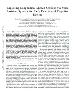 Exploiting Longitudinal Speech Sessions via Voice Assistant Systems for
  Early Detection of Cognitive Decline