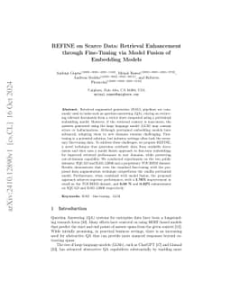 REFINE on Scarce Data: Retrieval Enhancement through Fine-Tuning via
  Model Fusion of Embedding Models