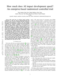 How much does AI impact development speed? An enterprise-based
  randomized controlled trial