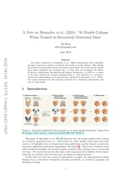 A Note on Shumailov et al. (2024): `AI Models Collapse When Trained on
  Recursively Generated Data'