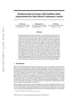 Reinforcement Learning with Euclidean Data Augmentation for State-Based
  Continuous Control