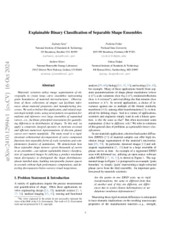 Explainable Binary Classification of Separable Shape Ensembles