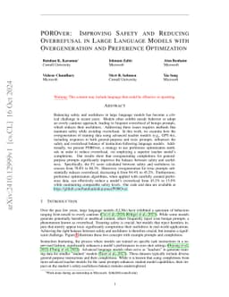 POROver: Improving Safety and Reducing Overrefusal in Large Language
  Models with Overgeneration and Preference Optimization