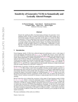 Sensitivity of Generative VLMs to Semantically and Lexically Altered
  Prompts