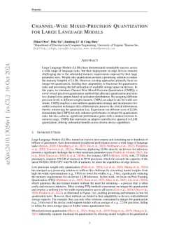 Channel-Wise Mixed-Precision Quantization for Large Language Models