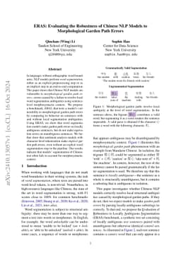 ERAS: Evaluating the Robustness of Chinese NLP Models to Morphological
  Garden Path Errors