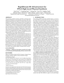 RapidStream IR: Infrastructure for FPGA High-Level Physical Synthesis