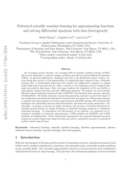 Federated scientific machine learning for approximating functions and
  solving differential equations with data heterogeneity