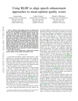 Using RLHF to align speech enhancement approaches to mean-opinion
  quality scores