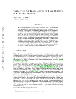 Estimating the Probabilities of Rare Outputs in Language Models