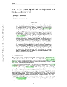 Balancing Label Quantity and Quality for Scalable Elicitation