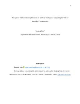 Perceptions of Discriminatory Decisions of Artificial Intelligence:
  Unpacking the Role of Individual Characteristics
