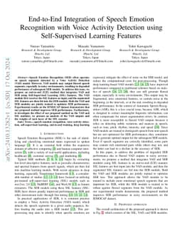 End-to-End Integration of Speech Emotion Recognition with Voice Activity
  Detection using Self-Supervised Learning Features