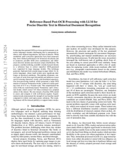 Reference-Based Post-OCR Processing with LLM for Precise Diacritic Text in Historical Document Recognition