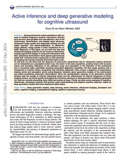 Active inference and deep generative modeling for cognitive ultrasound