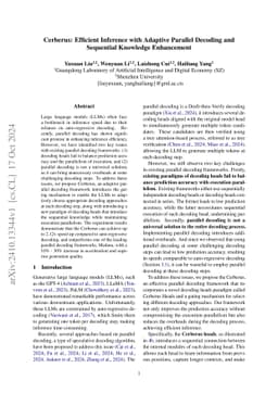 Cerberus: Efficient Inference with Adaptive Parallel Decoding and
  Sequential Knowledge Enhancement
