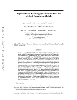 Representation Learning of Structured Data for Medical Foundation Models