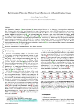 Performance of Gaussian Mixture Model Classifiers on Embedded Feature
  Spaces