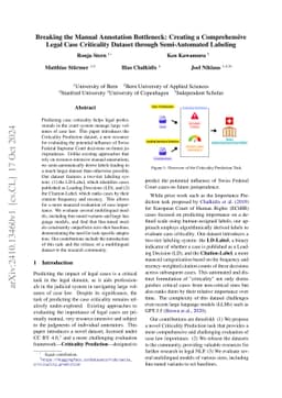 Breaking the Manual Annotation Bottleneck: Creating a Comprehensive
  Legal Case Criticality Dataset through Semi-Automated Labeling