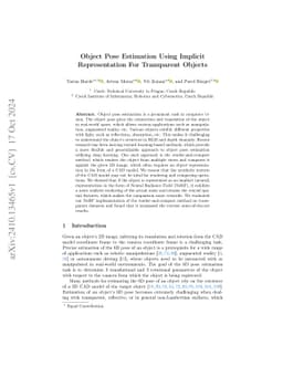 Object Pose Estimation Using Implicit Representation For Transparent
  Objects