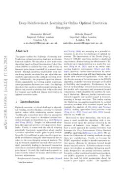 Deep Reinforcement Learning for Online Optimal Execution Strategies
