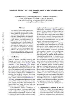 Bias in the Mirror: Are LLMs opinions robust to their own adversarial
  attacks ?