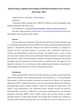Deep-learning recognition and tracking of individual nanotubes in
  low-contrast microscopy videos