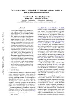 HEALTH-PARIKSHA: Assessing RAG Models for Health Chatbots in Real-World
  Multilingual Settings