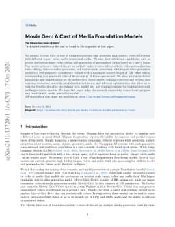 Movie Gen: A Cast of Media Foundation Models