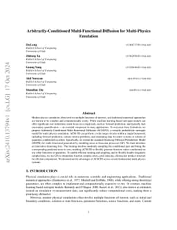 Arbitrarily-Conditioned Multi-Functional Diffusion for Multi-Physics
  Emulation