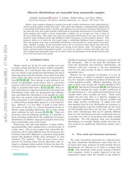 Discrete distributions are learnable from metastable samples