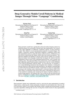 Deep Generative Models Unveil Patterns in Medical Images Through
  Vision-Language Conditioning