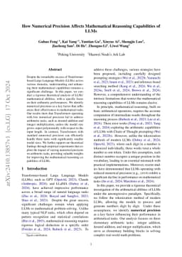 How Numerical Precision Affects Mathematical Reasoning Capabilities of
  LLMs