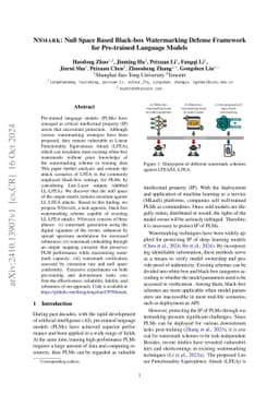 NSmark: Null Space Based Black-box Watermarking Defense Framework for Language Models