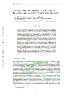 On the Learn-to-Optimize Capabilities of Transformers in In-Context Sparse Recovery