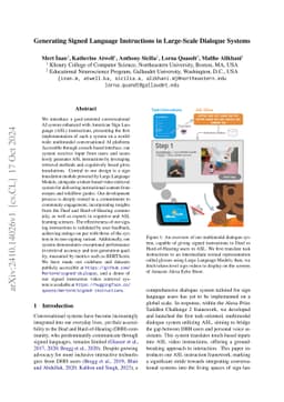 Generating Signed Language Instructions in Large-Scale Dialogue Systems
