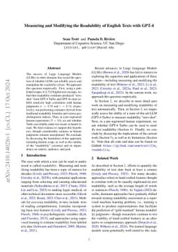 Measuring and Modifying the Readability of English Texts with GPT-4