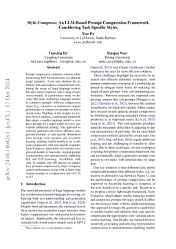 Style-Compress: An LLM-Based Prompt Compression Framework Considering
  Task-Specific Styles