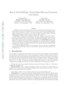 Best in Tau@LLMJudge: Criteria-Based Relevance Evaluation with Llama3