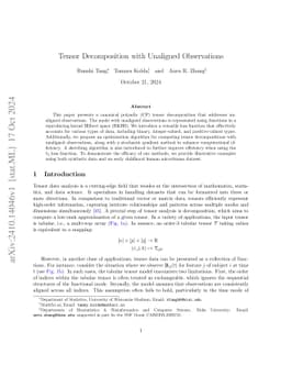 Tensor Decomposition with Unaligned Observations
