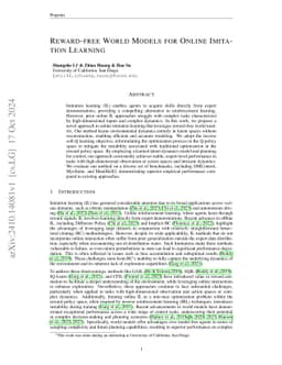 Reward-free World Models for Online Imitation Learning