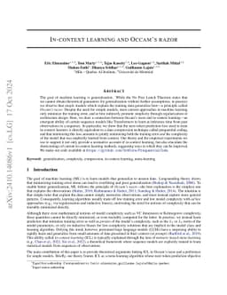 In-context learning and Occam's razor