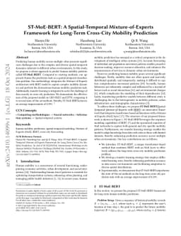 ST-MoE-BERT: A Spatial-Temporal Mixture-of-Experts Framework for
  Long-Term Cross-City Mobility Prediction